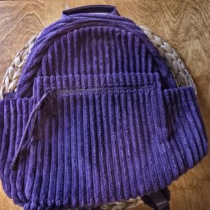 Purple Corduroy Backpack - Women Bags